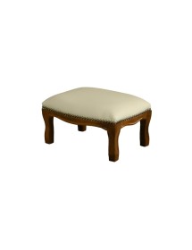 MOBILI 2G - Poggiapiedi imbottito ecopelle beige legno tinta noce 33x23x15 VISTA FRONTALE