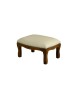 MOBILI 2G - Poggiapiedi imbottito ecopelle beige legno tinta noce 33x23x15 VISTA FRONTALE