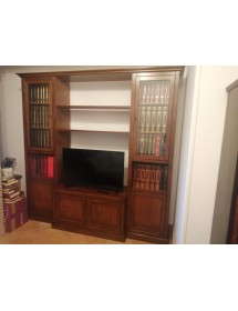 MOBILI 2G - PARETE ATTREZZATA IN LEGNO ARTE POVERA NOCE 225X50X220 (582) VISTA FRONTALE