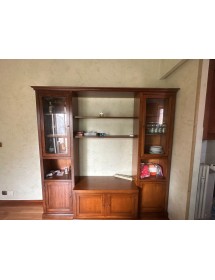 MOBILI 2G - PARETE ATTREZZATA IN LEGNO ARTE POVERA NOCE 225X50X220 (582) VISTA FRONTALE