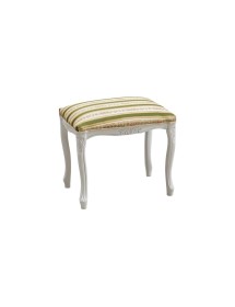 MOBILI 2G - Pouff imbottito tessuto verde legno shabby bianco 43x33x43 vista frontale