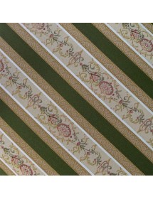 MOBILI 2G - Pouff imbottito tessuto verde legno shabby bianco 43x33x43 vista frontale