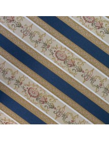 MOBILI 2G - Pouff imbottito tessuto blu legno shabby bianco 43x33x43 vista frontale colore