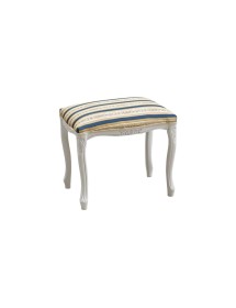 MOBILI 2G - Pouff imbottito tessuto blu legno shabby bianco 43x33x43 vista frontale