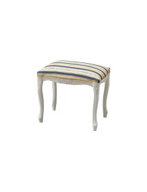 MOBILI 2G - Pouff imbottito tessuto blu legno shabby bianco 43x33x43 vista frontale