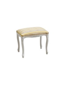 MOBILI 2G - Pouff imbottito tessuto giallo legno shabby bianco 43x33x43 vista frontale