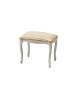 MOBILI 2G - Pouff imbottito tessuto giallo legno shabby bianco 43x33x43 vista frontale