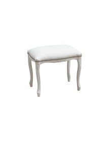 MOBILI 2G - Pouff imbottito ecopelle bianca legno shabby bianco 43x33x43 vista frontale