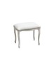 MOBILI 2G - Pouff imbottito ecopelle bianca legno shabby bianco 43x33x43 vista frontale