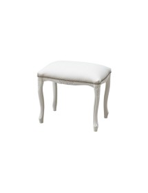 MOBILI 2G - Pouff imbottito ecopelle bianca legno shabby bianco 43x33x43 vista frontale