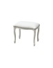 MOBILI 2G - Pouff imbottito ecopelle bianca legno shabby bianco 43x33x43 vista frontale