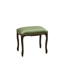 MOBILI 2G - Pouff imbottito tessuto floreale verde legno noce scuro 43x33x43 VISTA FRONTALE