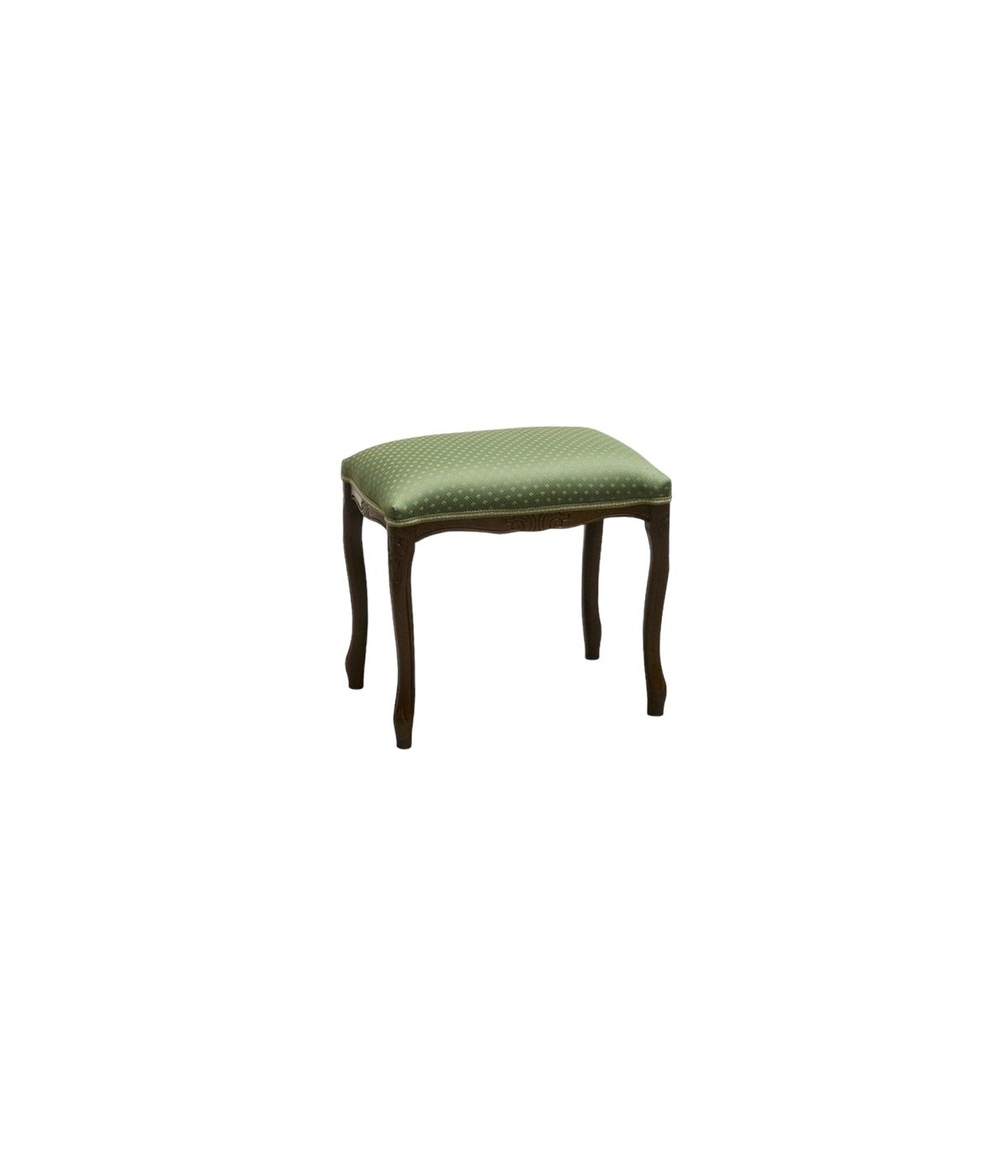MOBILI 2G - Pouff imbottito tessuto floreale verde legno noce scuro 43x33x43 VISTA FRONTALE