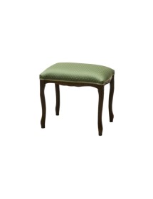 MOBILI 2G - Pouff imbottito tessuto floreale verde legno noce scuro 43x33x43 VISTA FRONTALE