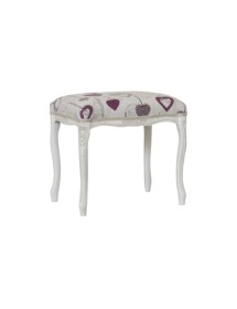 MOBILI 2G - Pouff imbottito tessuto cuori legno shabby bianco 43x33x43 VISTA FRONTALE