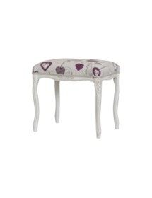 MOBILI 2G - Pouff imbottito tessuto cuori legno shabby bianco 43x33x43 VISTA FRONTALE