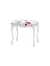 MOBILI 2G - Pouff imbottito tessuto farfalla legno shabby bianco 43x33x43 VISTA FRONTALE