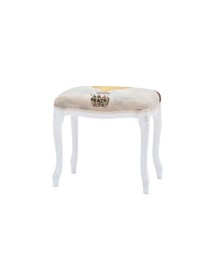 MOBILI 2G - Pouff imbottito tessuto mongolfiera legno shabby bianco 43x33x43 VISTA FRONTALE
