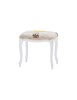 MOBILI 2G - Pouff imbottito tessuto mongolfiera legno shabby bianco 43x33x43 VISTA FRONTALE