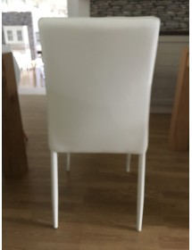 MOBILI 2G - SET 4 SEDIE MODERNE IN ECOPELLE BIANCA CON STRUTTURA IN METALLO (709) vista frontale