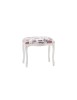 MOBILI 2G - Pouff imbottito tessuto francobollo legno shabby bianco 43x33x43 VISTA FRONTALE