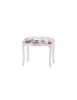 MOBILI 2G - Pouff imbottito tessuto francobollo legno shabby bianco 43x33x43 VISTA FRONTALE