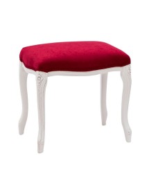 MOBILI 2G - Pouff imbottito tessuto rosso legno shabby bianco 43x33x43 VISTA FRONTALE