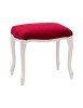 MOBILI 2G - Pouff imbottito tessuto rosso legno shabby bianco 43x33x43 VISTA FRONTALE
