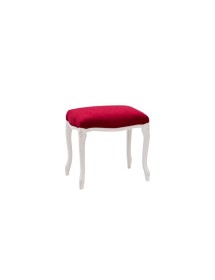 MOBILI 2G - Pouff imbottito tessuto rosso legno shabby bianco 43x33x43 VISTA FRONTALE