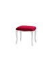 MOBILI 2G - Pouff imbottito tessuto rosso legno shabby bianco 43x33x43 VISTA FRONTALE