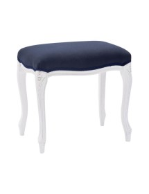 MOBILI 2G - Pouff imbottito tessuto blu legno shabby bianco 43x33x43 VISTA FRONTALE