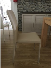 MOBILI 2G - SET 4 SEDIE MODERNE IN ECOPELLE NOCCIOLA CON STRUTTURA IN METALLO (710) vista frontale