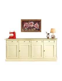 MOBILI 2G - MADIA CREDENZA SHABBY CHIC IN LEGNO 4 PORTE AVORIO 205x42x85