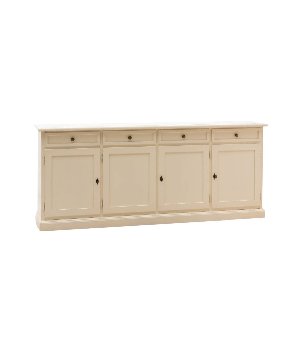 MOBILI 2G - Madia credenza 4 porte legno shabby avorio anticato 205x42x85 VISTA FRONTALE