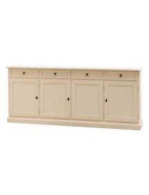MOBILI 2G - Madia credenza 4 porte legno shabby avorio anticato 205x42x85 VISTA FRONTALE