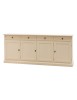 MOBILI 2G - Madia credenza 4 porte legno shabby avorio anticato 205x42x85 VISTA FRONTALE