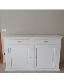 MOBILI 2G - Credenza madia 2 porte legno shabby bianco 177x48x110 VISTA FRONTALE