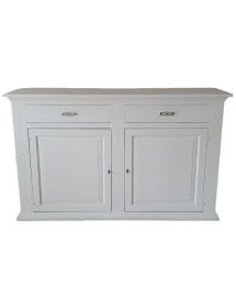 MOBILI 2G - Credenza madia 2 porte legno shabby bianco 177x48x110 VISTA FRONTALE
