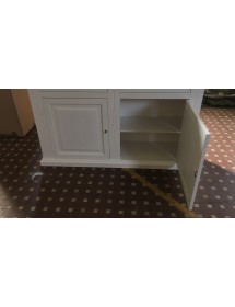 MOBILI 2G - Credenza madia 2 porte legno shabby bianco 177x48x110 VISTA FRONTALE