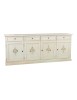 MOBILI 2G - Credenza 4 porte legno shabby bianco anticato decori 205X42X86 VISTA FRONTALE
