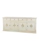MOBILI 2G - Credenza 4 porte legno shabby bianco anticato decori 205X42X86 VISTA FRONTALE