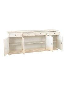 MOBILI 2G - Credenza 4 porte legno shabby bianco anticato decori 205X42X86 VISTA FRONTALE