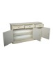 MOBILI 2G - Credenza 3 porte legno shabby bianco anticato decori verdi 156X42X86 vista frontale aperto