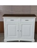 MOBILI 2G - Credenza 2 ante Legno bianco noce bicolore shabby 117X46X96 VISTA FRONTALE
