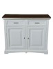 MOBILI 2G - Credenza 2 ante Legno bianco noce bicolore shabby 117X46X96 VISTA FRONTALE