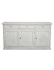 MOBILI 2G - MADIA CREDENZA IN LEGNO SHABBY CHIC 3 ANTE BIANCO INVECCHIATO 156X42X85