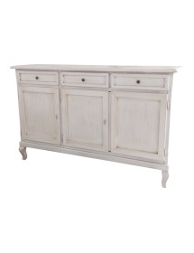 MOBILI 2G - Madia credenza 3 porte legno shabby bianco anticato 155x45x98 vista frontale