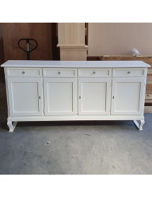 MOBILI 2G - Madia credenza 4 porte legno shabby bianco 205x42x98 vista frontale