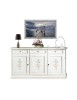 MOBILI 2G - Credenza 3 porte legno shabby bianco decori 156X42X86 vista frontale