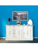 MOBILI 2G - Credenza 3 porte legno shabby bianco decori 156X42X86 vista frontale